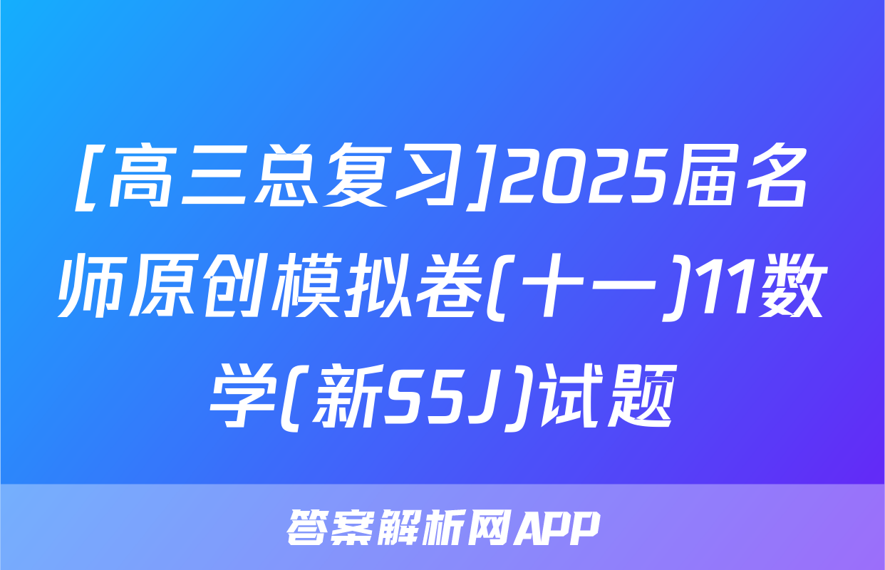 [高三总复习]2025届名师原创模拟卷(十一)11数学(新S5J)试题