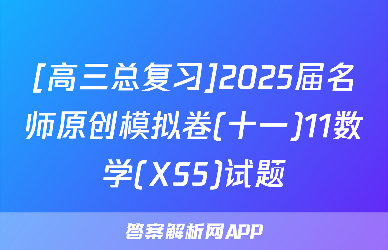 [高三总复习]2025届名师原创模拟卷(十一)11数学(XS5)试题