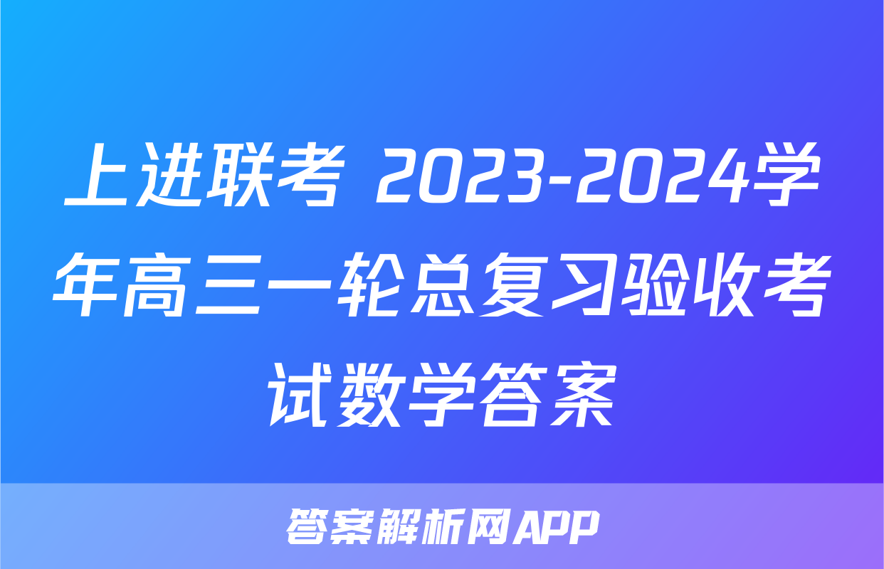 上进联考 2023-2024学年高三一轮总复习验收考试数学答案