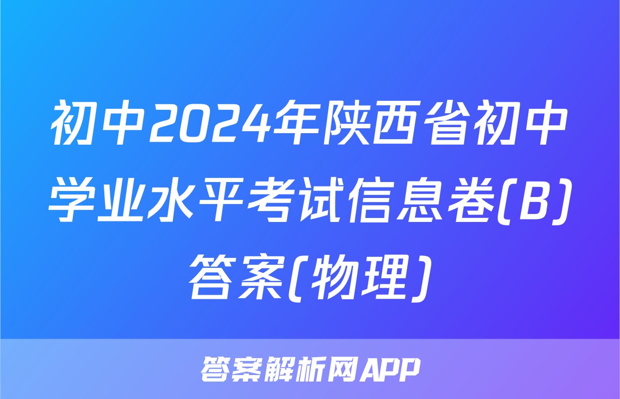 初中2024年陕西省初中学业水平考试信息卷(B)答案(物理)