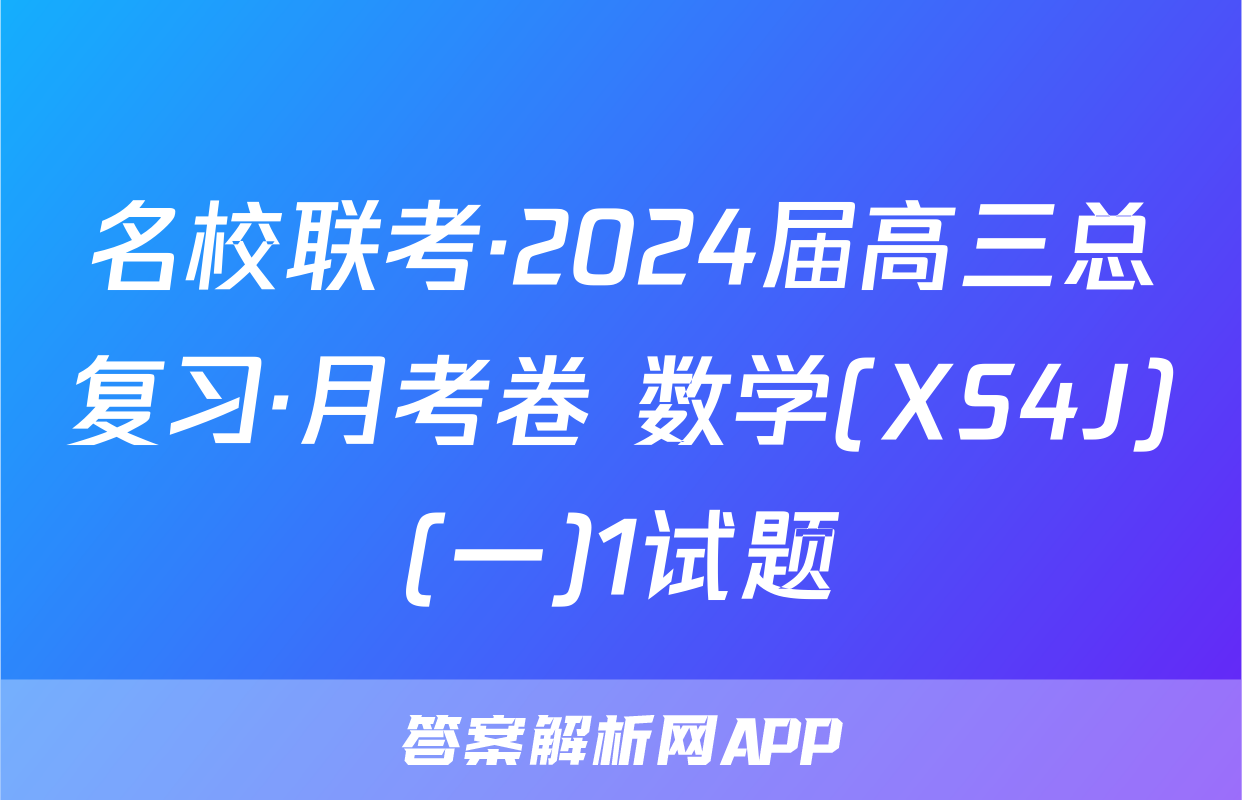 名校联考·2024届高三总复习·月考卷 数学(XS4J)(一)1试题