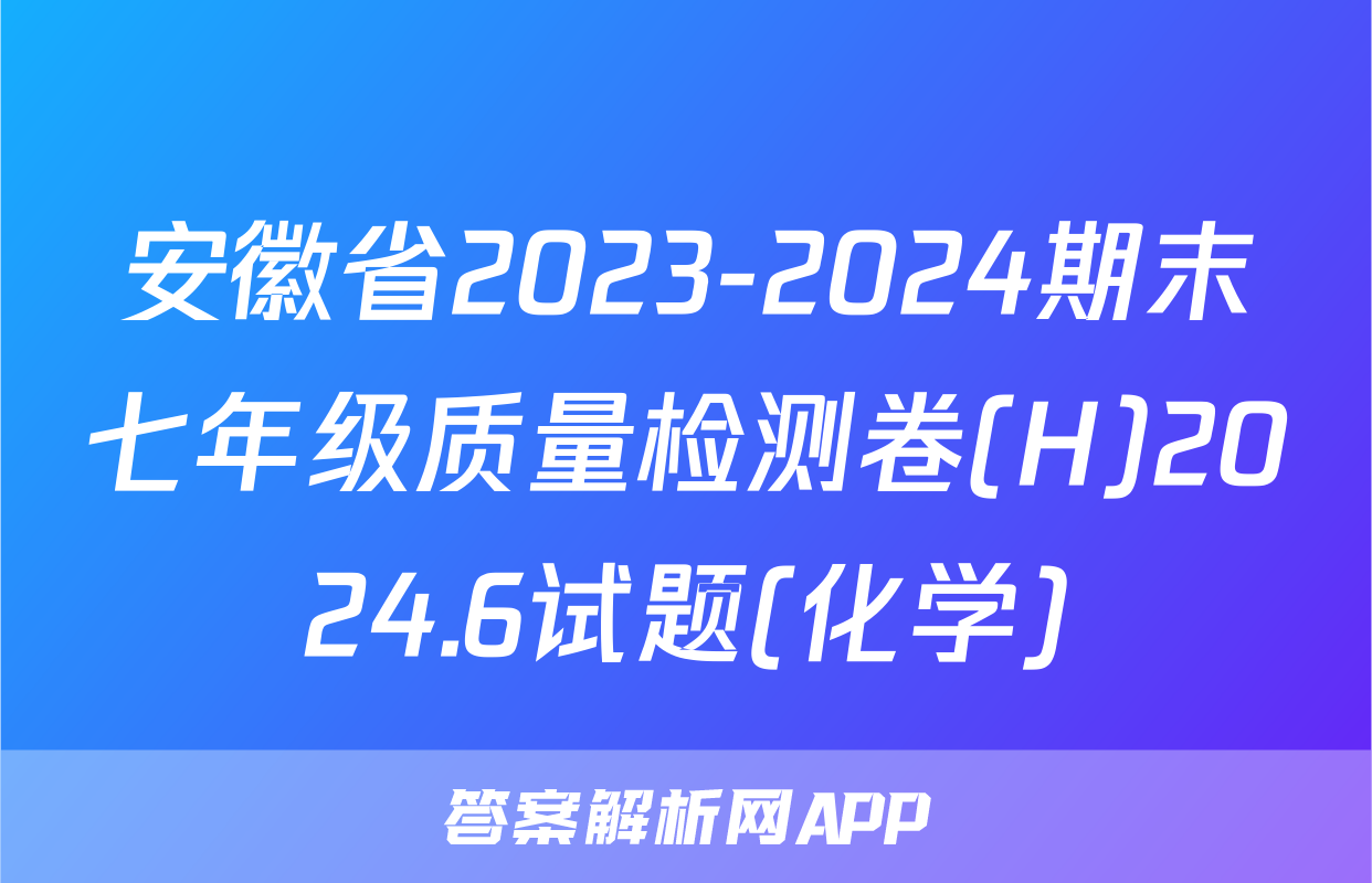 安徽省2023-2024期末七年级质量检测卷(H)2024.6试题(化学)