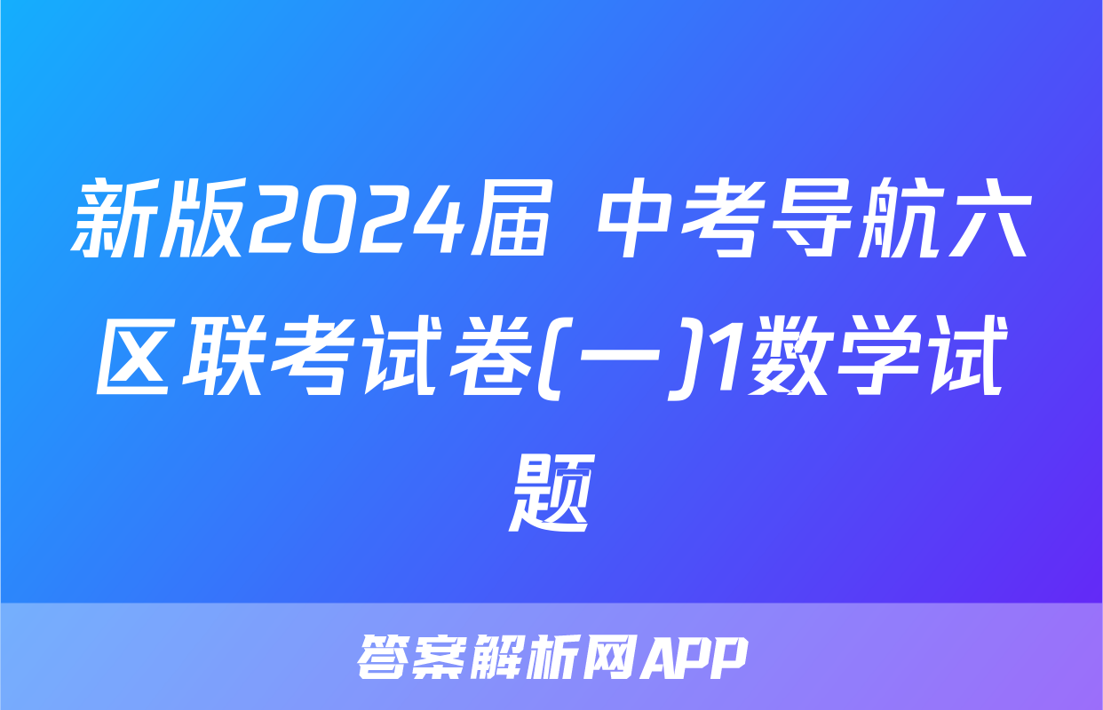 新版2024届 中考导航六区联考试卷(一)1数学试题