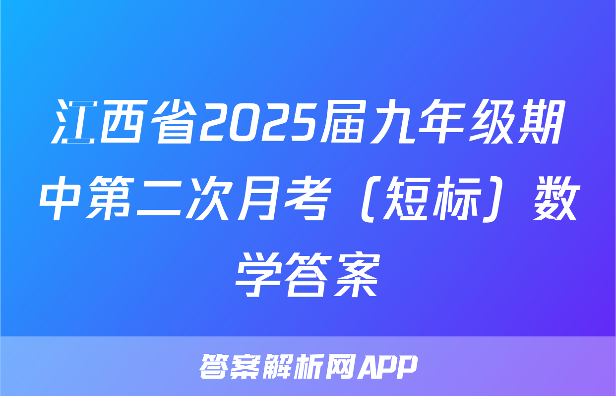 江西省2025届九年级期中第二次月考（短标）数学答案