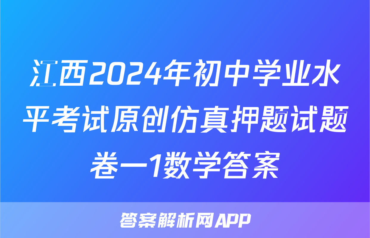 江西2024年初中学业水平考试原创仿真押题试题卷一1数学答案