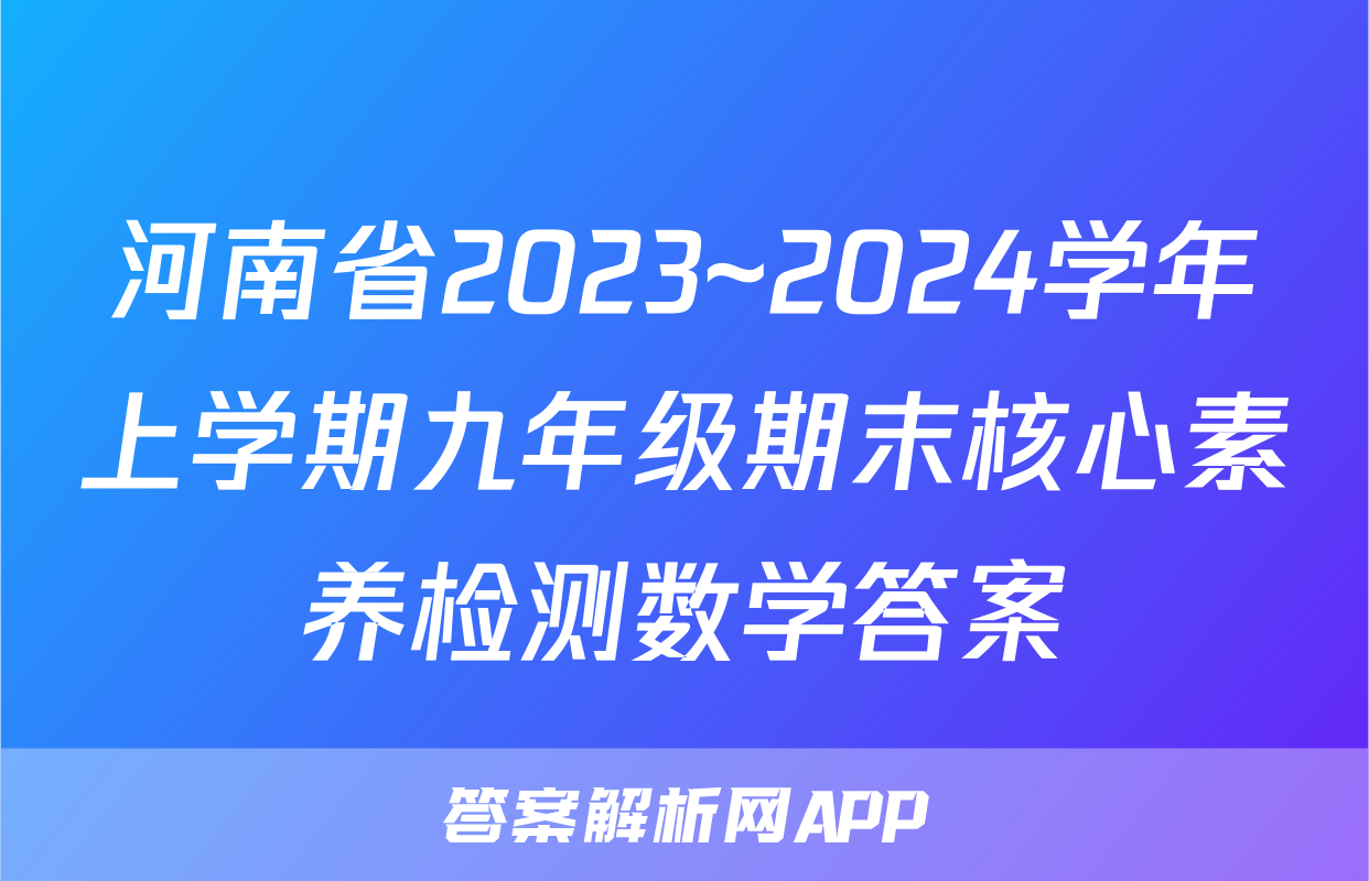 河南省2023~2024学年上学期九年级期末核心素养检测数学答案