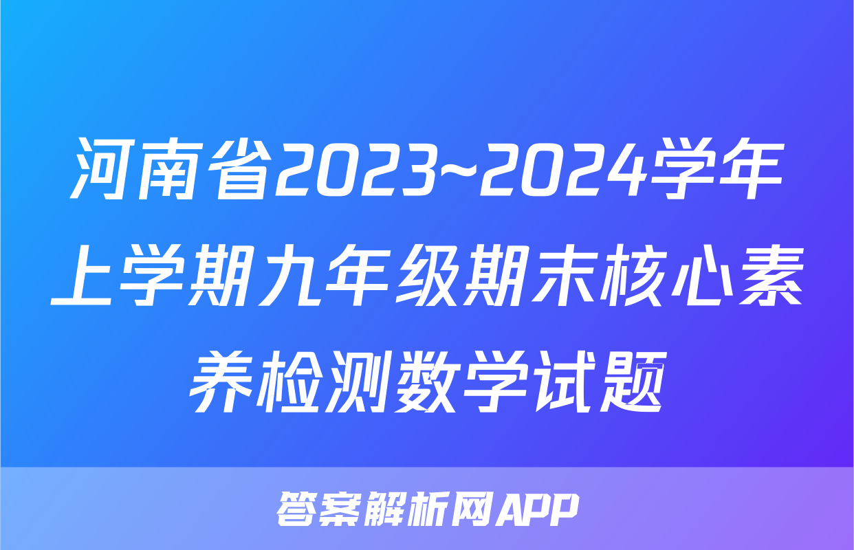 河南省2023~2024学年上学期九年级期末核心素养检测数学试题