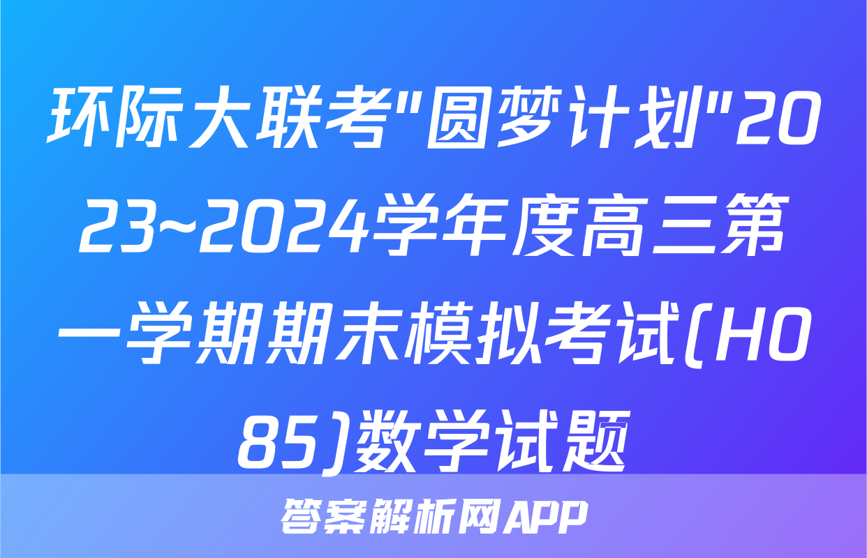 环际大联考"圆梦计划"2023~2024学年度高三第一学期期末模拟考试(H085)数学试题