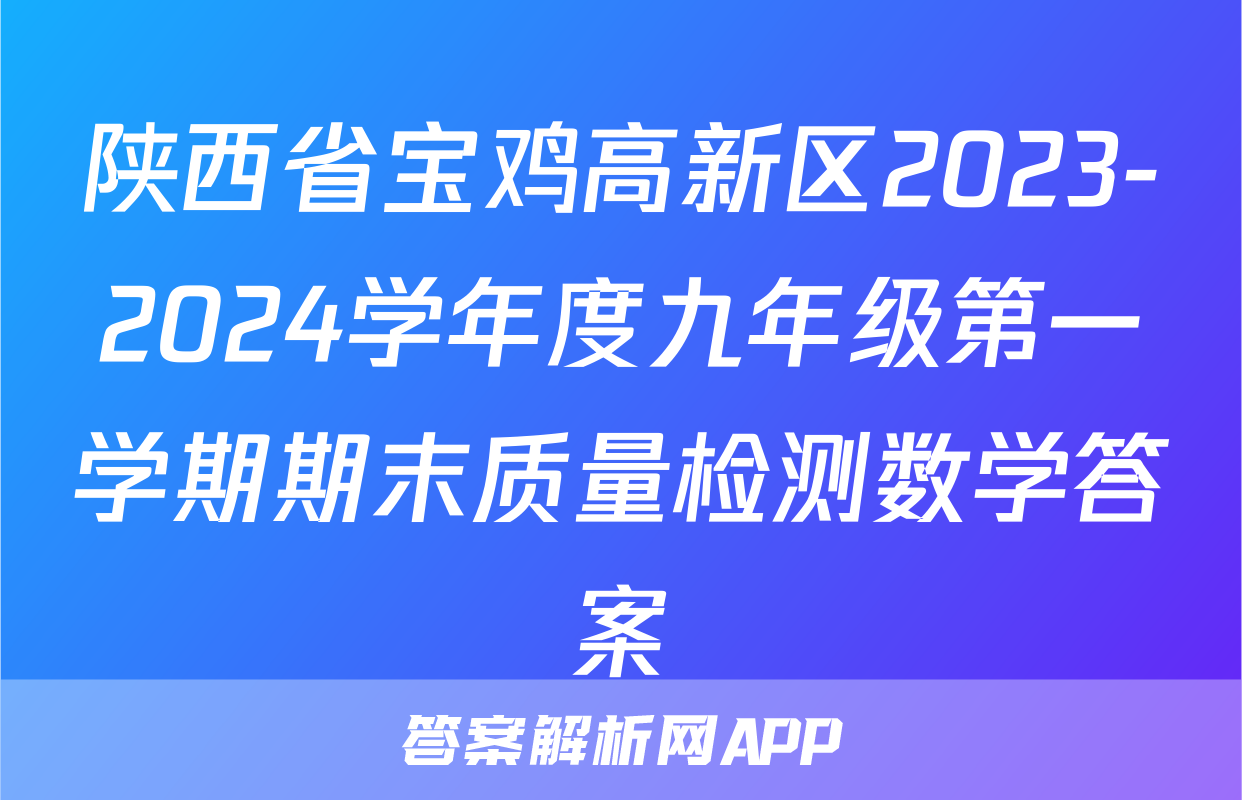陕西省宝鸡高新区2023-2024学年度九年级第一学期期末质量检测数学答案