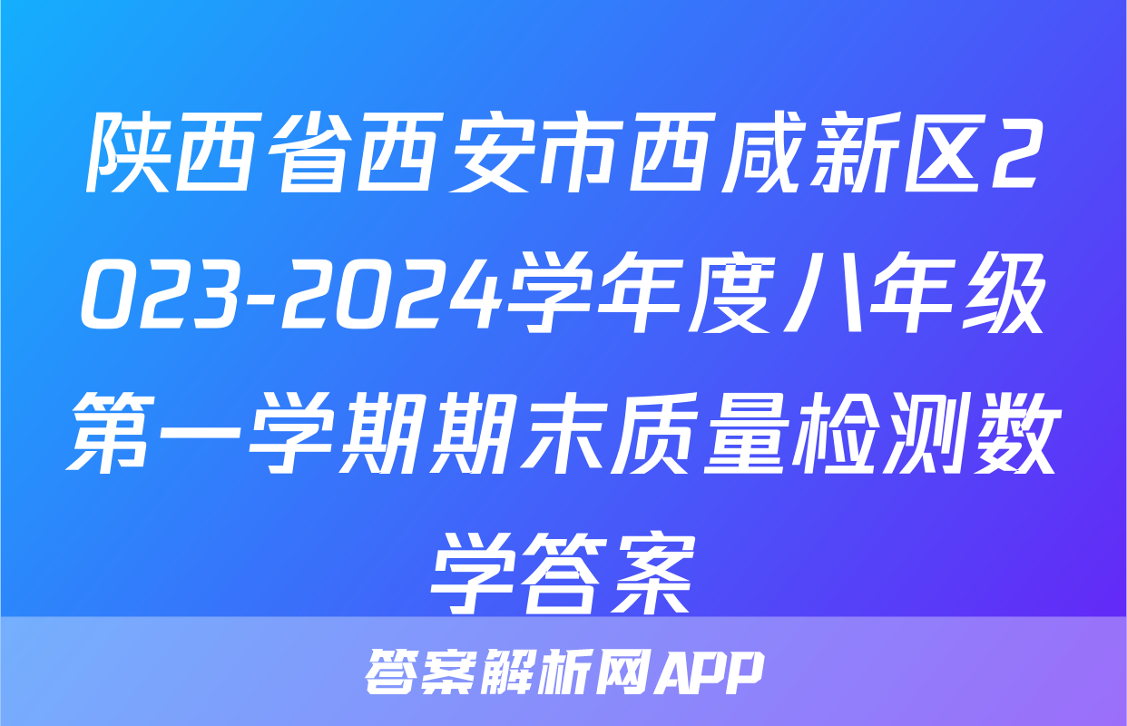 陕西省西安市西咸新区2023-2024学年度八年级第一学期期末质量检测数学答案