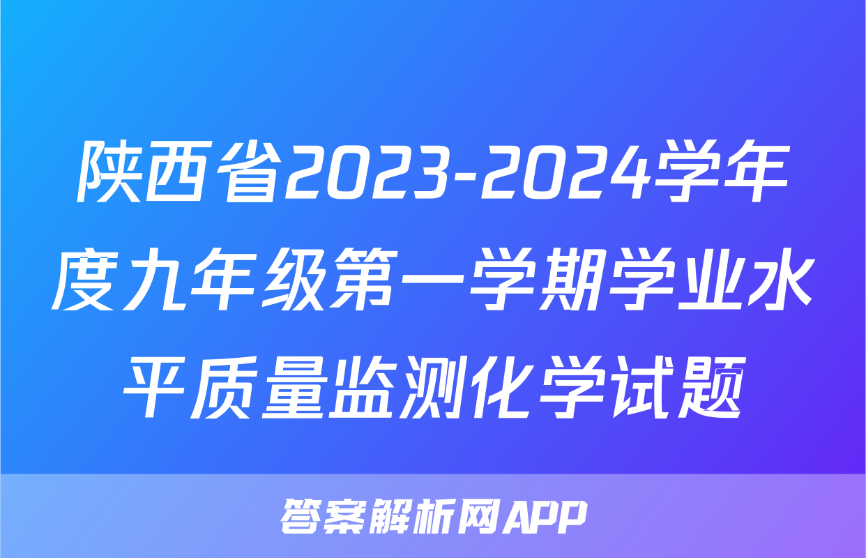 陕西省2023-2024学年度九年级第一学期学业水平质量监测化学试题