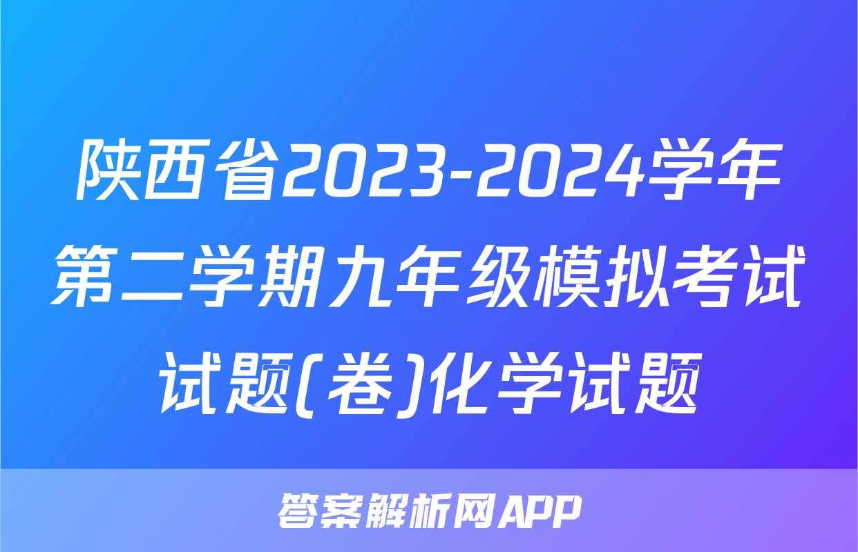 陕西省2023-2024学年第二学期九年级模拟考试试题(卷)化学试题