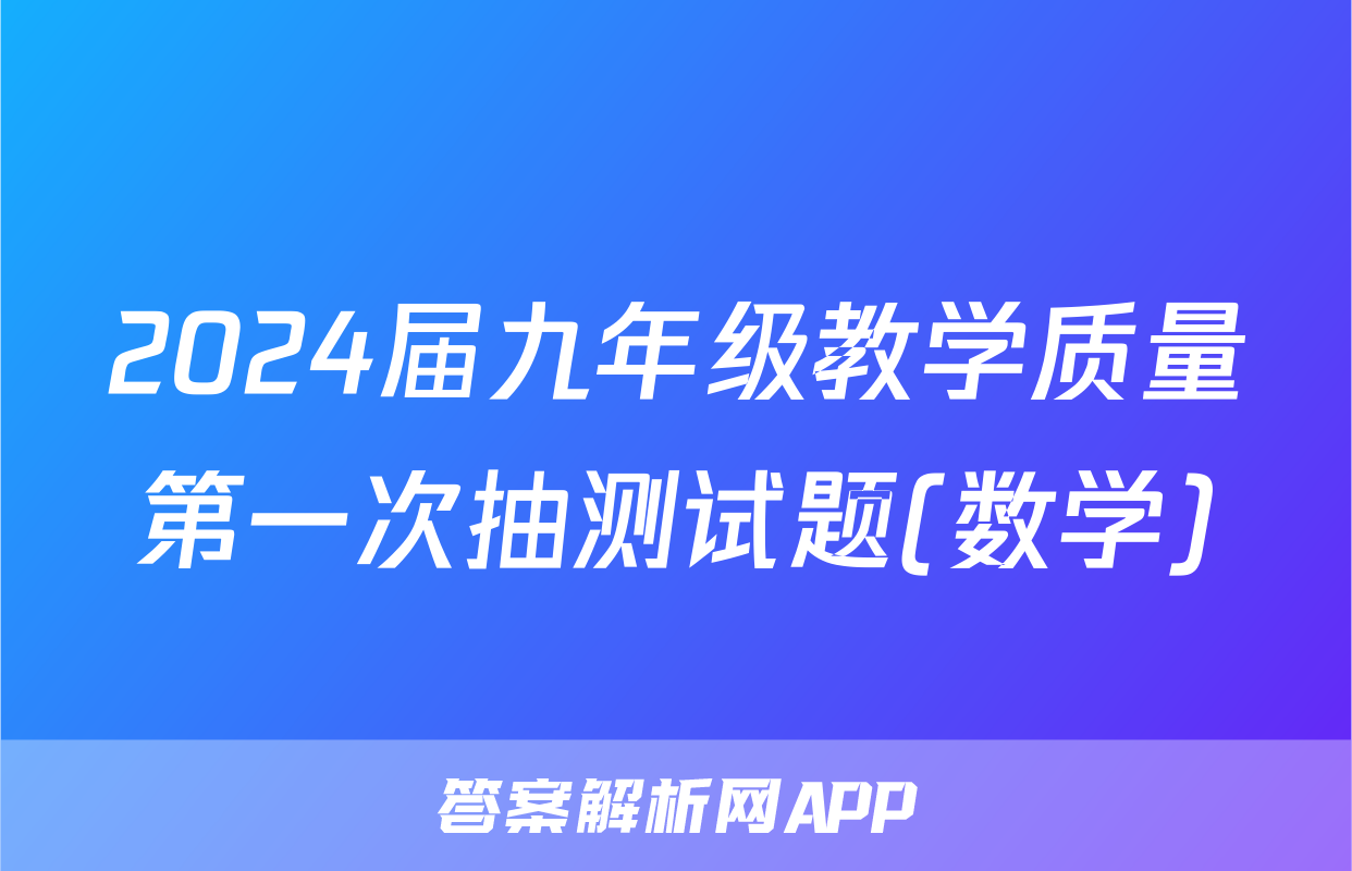 2024届九年级教学质量第一次抽测试题(数学)