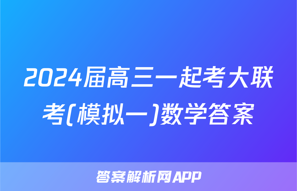 2024届高三一起考大联考(模拟一)数学答案