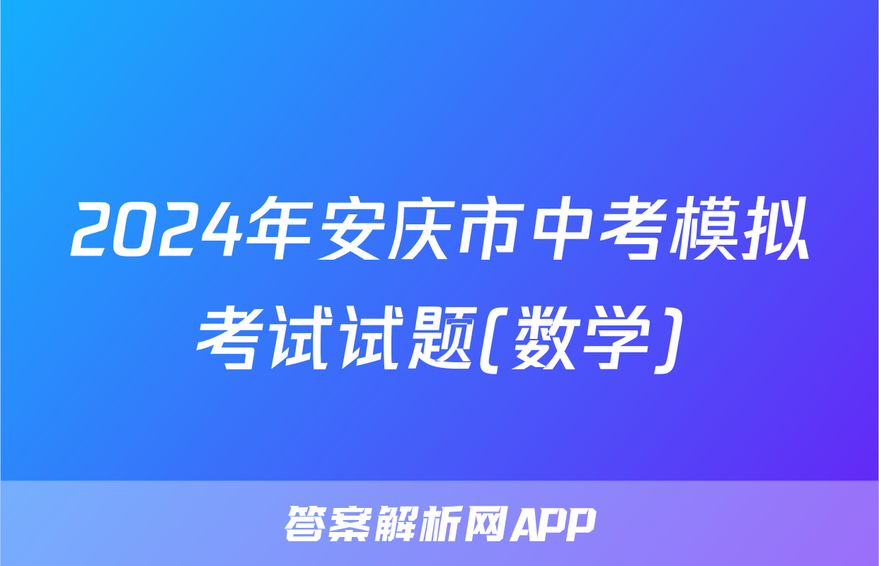 2024年安庆市中考模拟考试试题(数学)