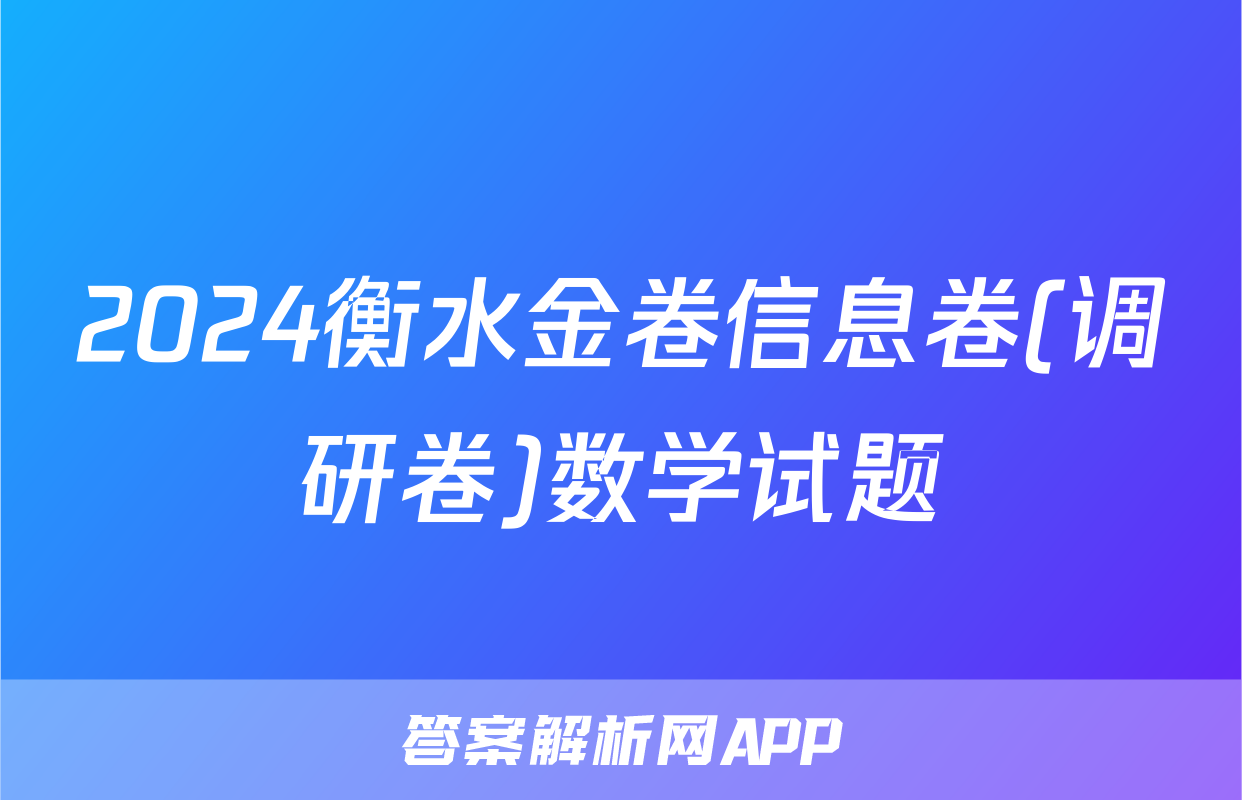2024衡水金卷信息卷(调研卷)数学试题