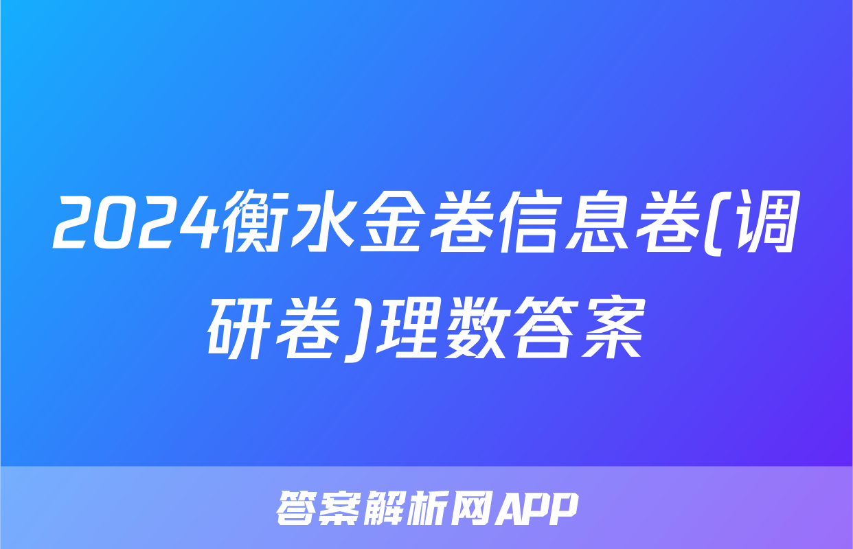 2024衡水金卷信息卷(调研卷)理数答案