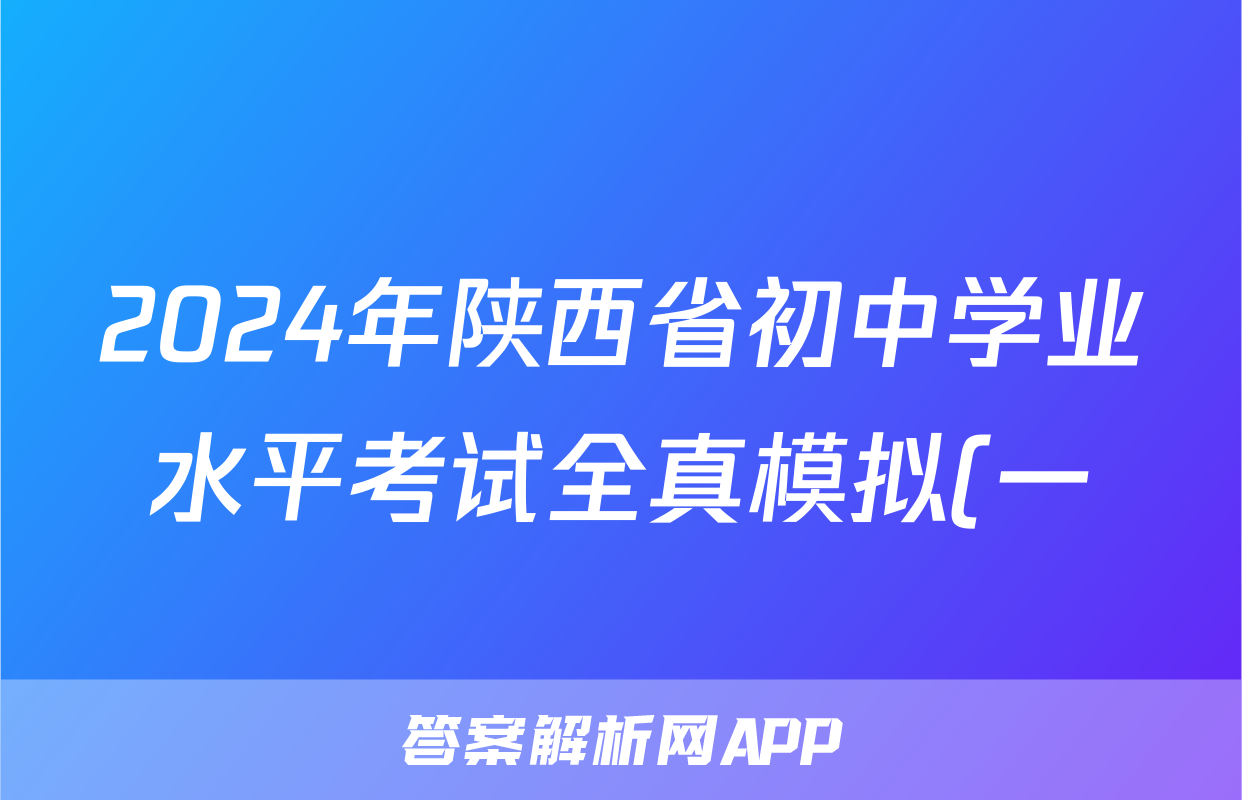 2024年陕西省初中学业水平考试全真模拟(一)1物理答案