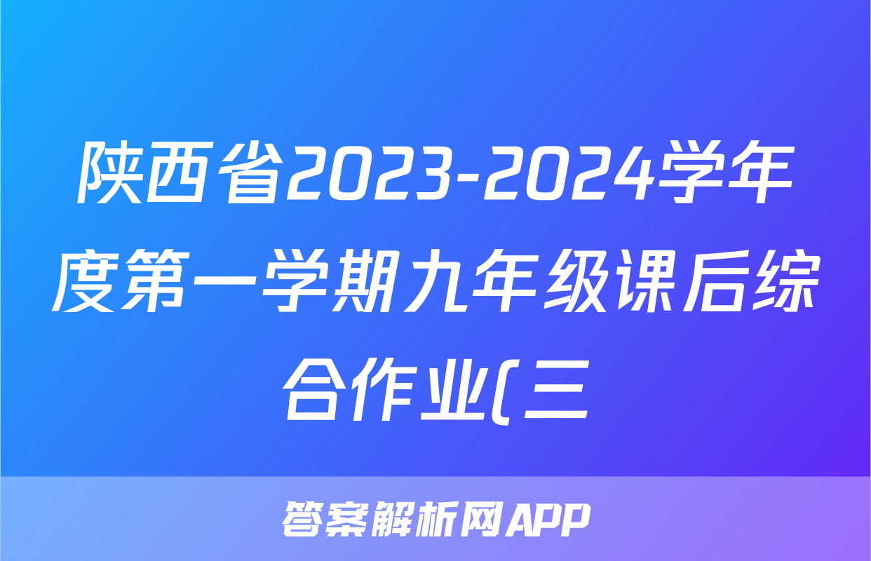 陕西省2023-2024学年度第一学期九年级课后综合作业(三)C地理.